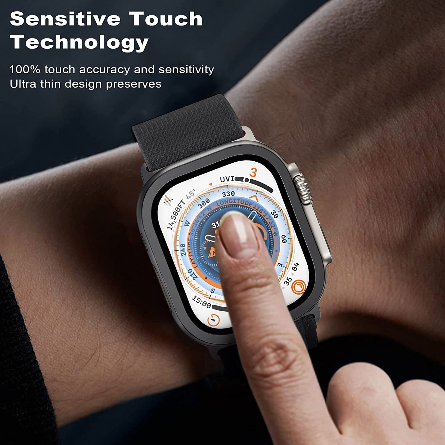 WSKEN Apple Watch Ultra Screen Protector Protective Glass Film for iwatch Ultra 2 Pack,Black