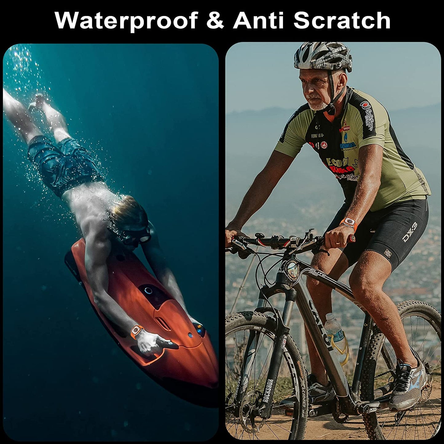 WSKEN Apple Watch Ultra Screen Protector Protective Glass Film for iwatch Ultra 2 Pack,Orange